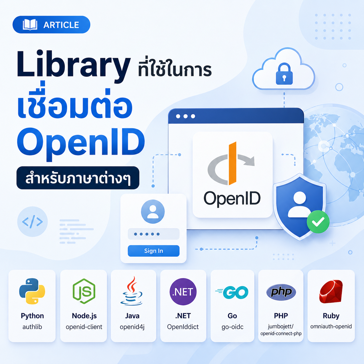 Library ที่ใช้ในการเชื่อมต่อ OpenID สำหรับภาษาต่างๆ